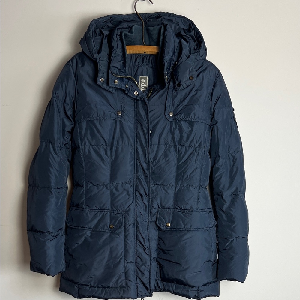 Add Down Navy Hooded Puffer Jacket